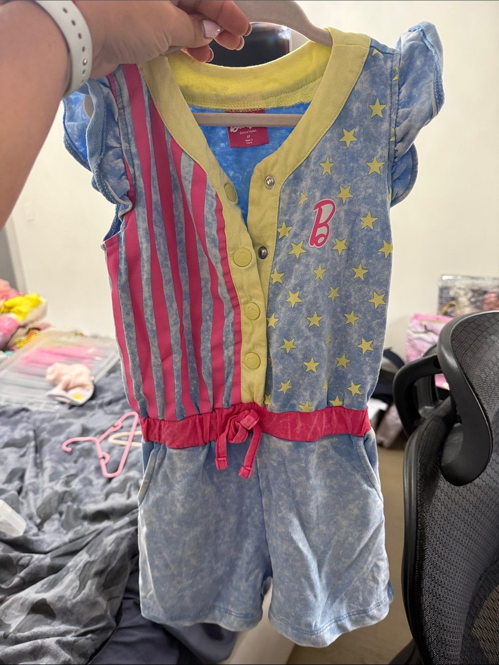 Barbie Pink, Yellow & Blue Stars and Stripes Romper